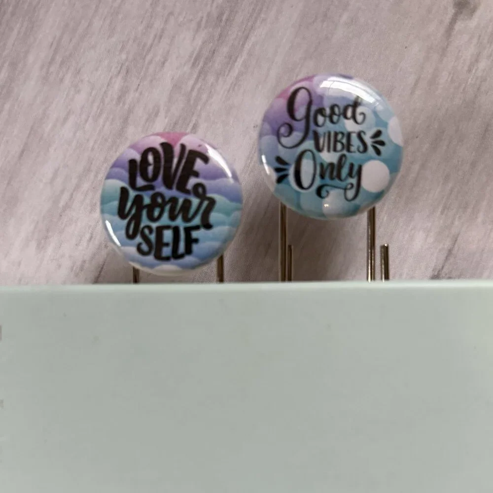 Love Yourself & Good Vibes Only Jumbo Planner Clips - Motivational Bookmark Set